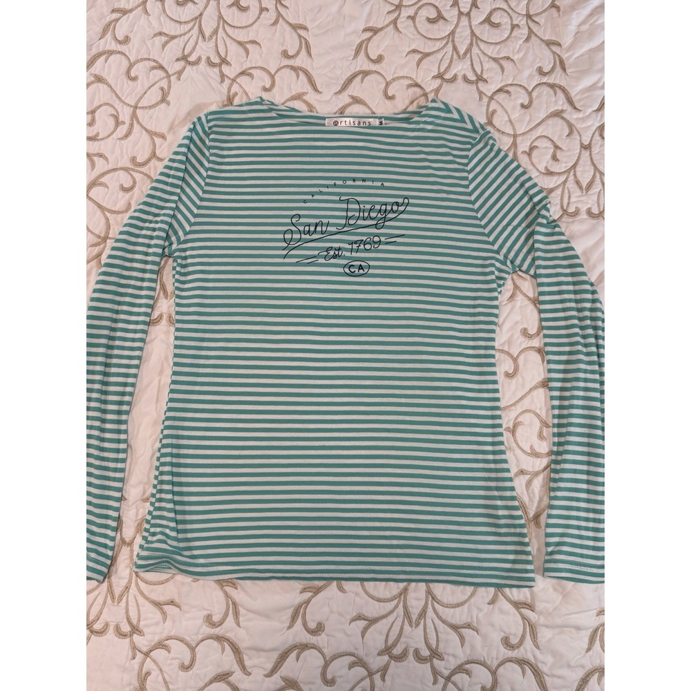 Artisans Womens M San Diego California Striped Long Sleeve Shirt Made USA